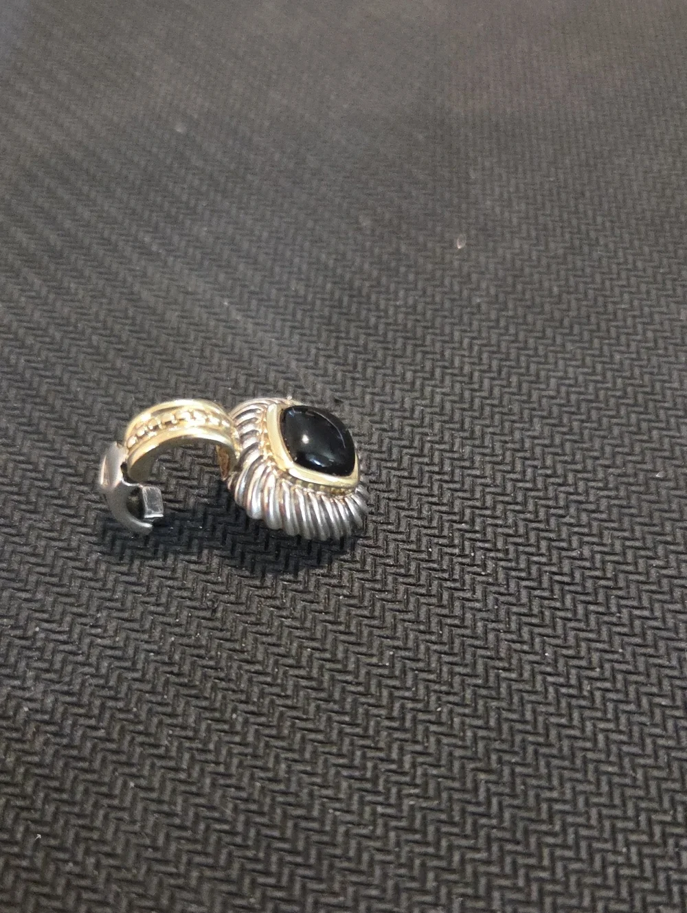David Yurman Silver Cable Enhancer with Black Onyx and Gold Accents